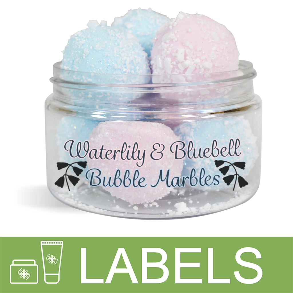 Waterlily & Bluebell Bubble Marbles Label