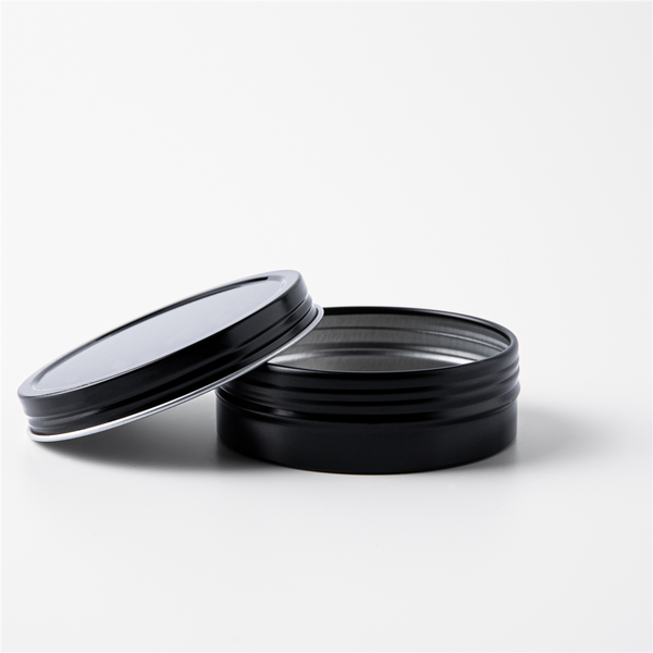2 oz Black Shallow Rustproof Tin & Screw Top Set