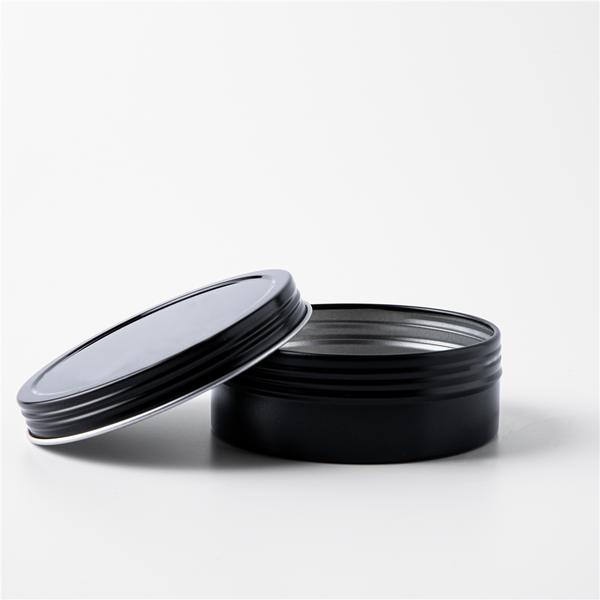 4 oz Black Shallow Rustproof Tin & Screw Top Set