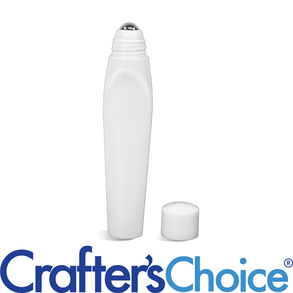 0.5 oz White Tubular Bottle, Metal Roller & Cap
