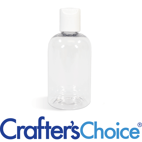 8 oz Clear Boston Round w/ White Disc Top Set