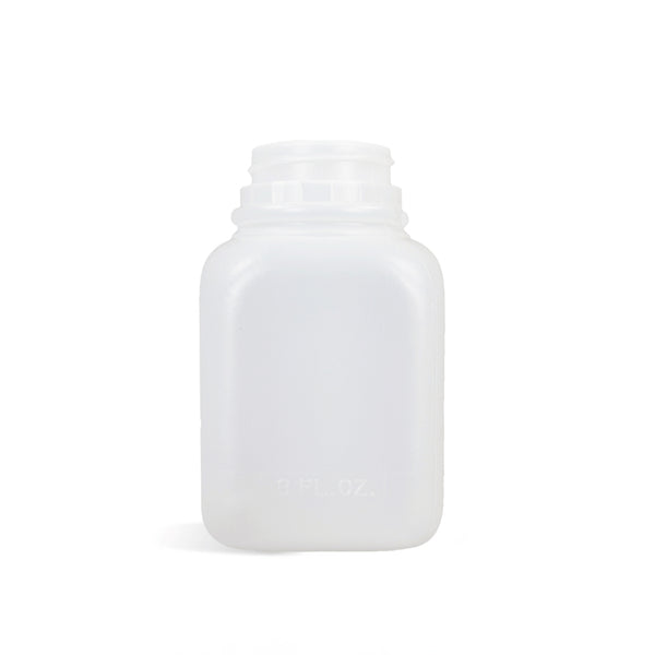 8 oz Natural HDPE Square Bottle - 38/400