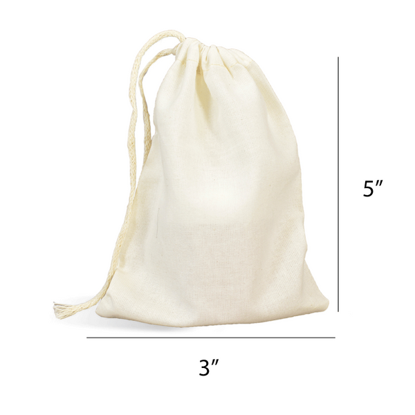 Muslin Drawstring Bags 3 x 5 - Zoom Media 1