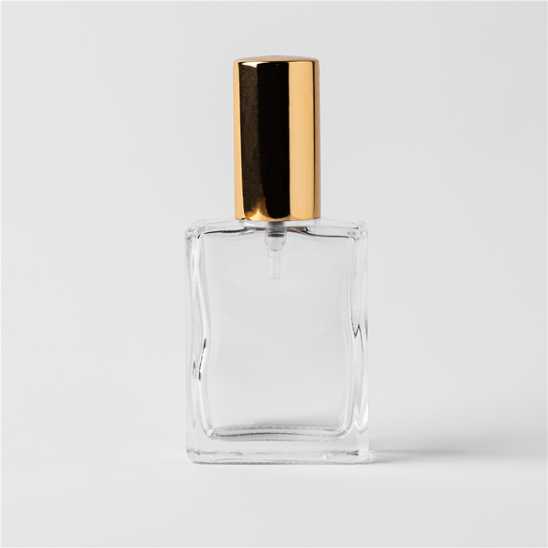 0.57 oz Clear Glass Perfume Bottle with Gold Spray Top
