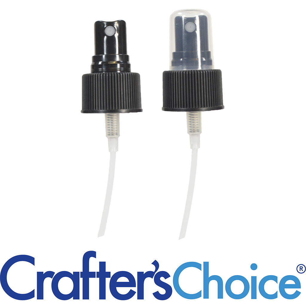 20/410 Black Ribbed Sprayer Top - Clear Cap - Wholesale Supplies