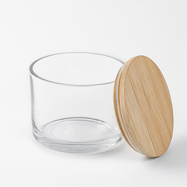 Bamboo Lid for 3-Wick Tumbler Jar - close-up