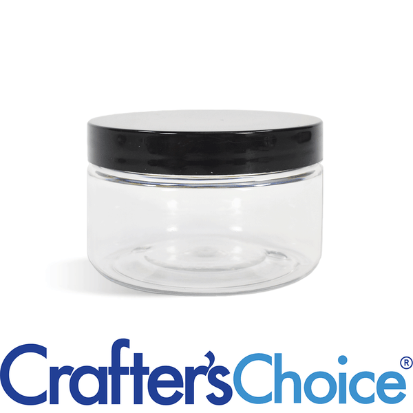 4 oz Clear Heavy Wall Jar & Blk Straight Top Set
