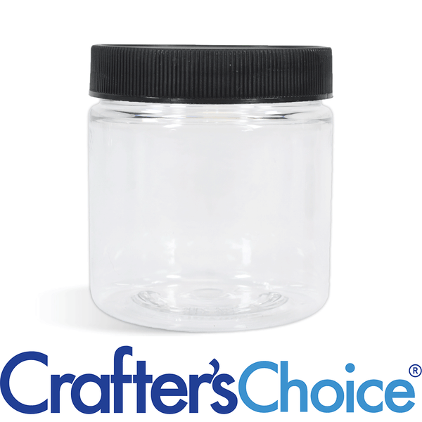 4 oz Clear Basic Jar & Black Ribbed Top Set - Zoom Media 1