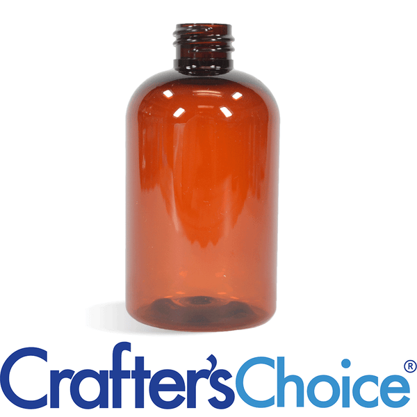 8 oz Amber Boston Round Plastic Bottle - 24/410