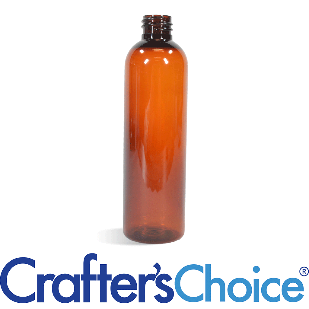 8 oz Amber Bullet Plastic Bottle - 24/410 - Crafter's Choice