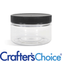 8 oz Clear Heavy Wall Jar with Black Ribbed Lid - Zoom Thumbnail Media 1