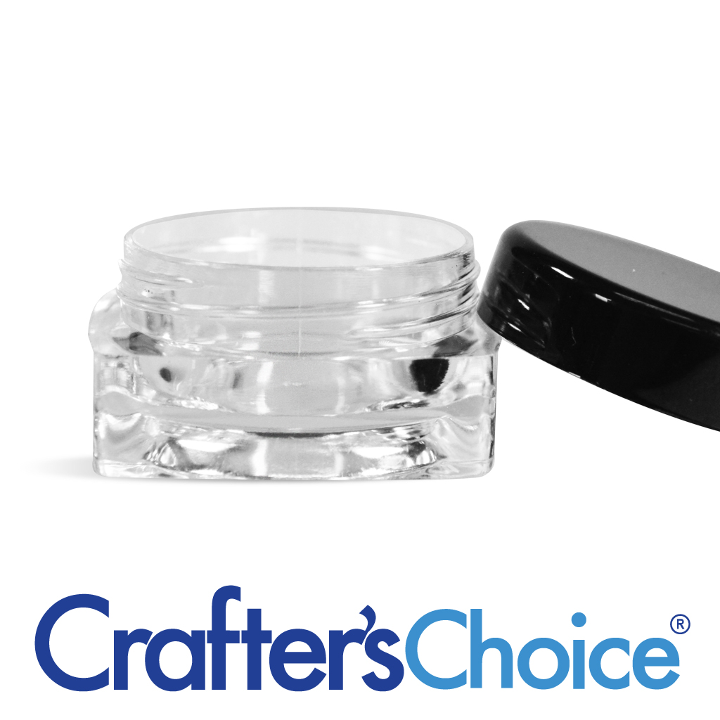  3 ml Clear Square Jar with Black Top
