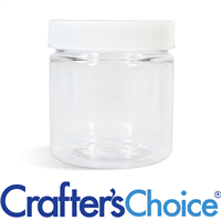 08 oz Clear Basic Jar with White Ribbed Top Set