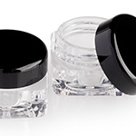 Clear Square 3 ml. Polystyrene Jar w/Black Lid