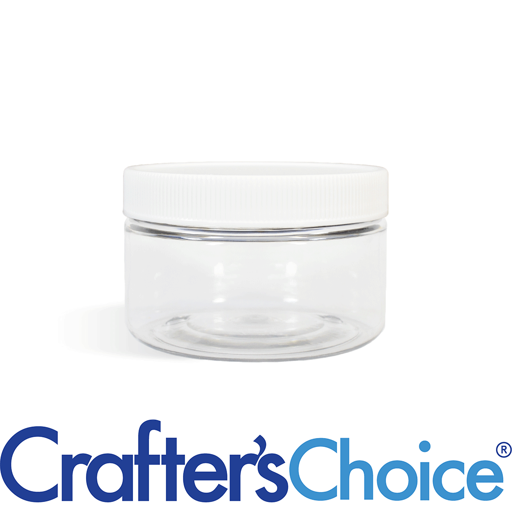 02 oz Clear Heavy Wall Jar w/ White Ribbed Top Set