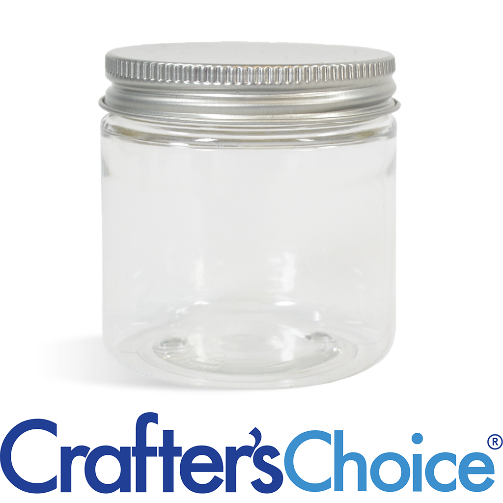 08 oz Clear Basic Jar with Silver Metal Top Set