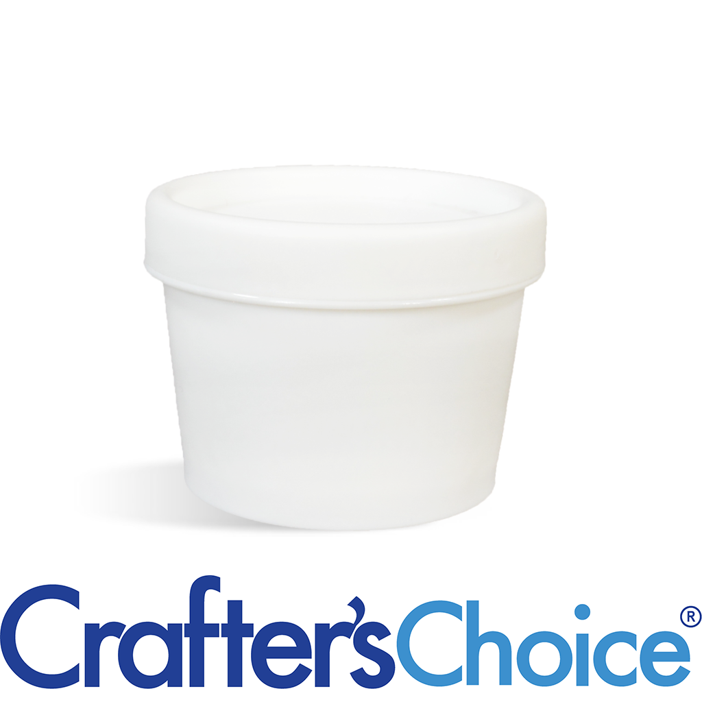 3.4 oz White Plastic Pot & Lid Set
