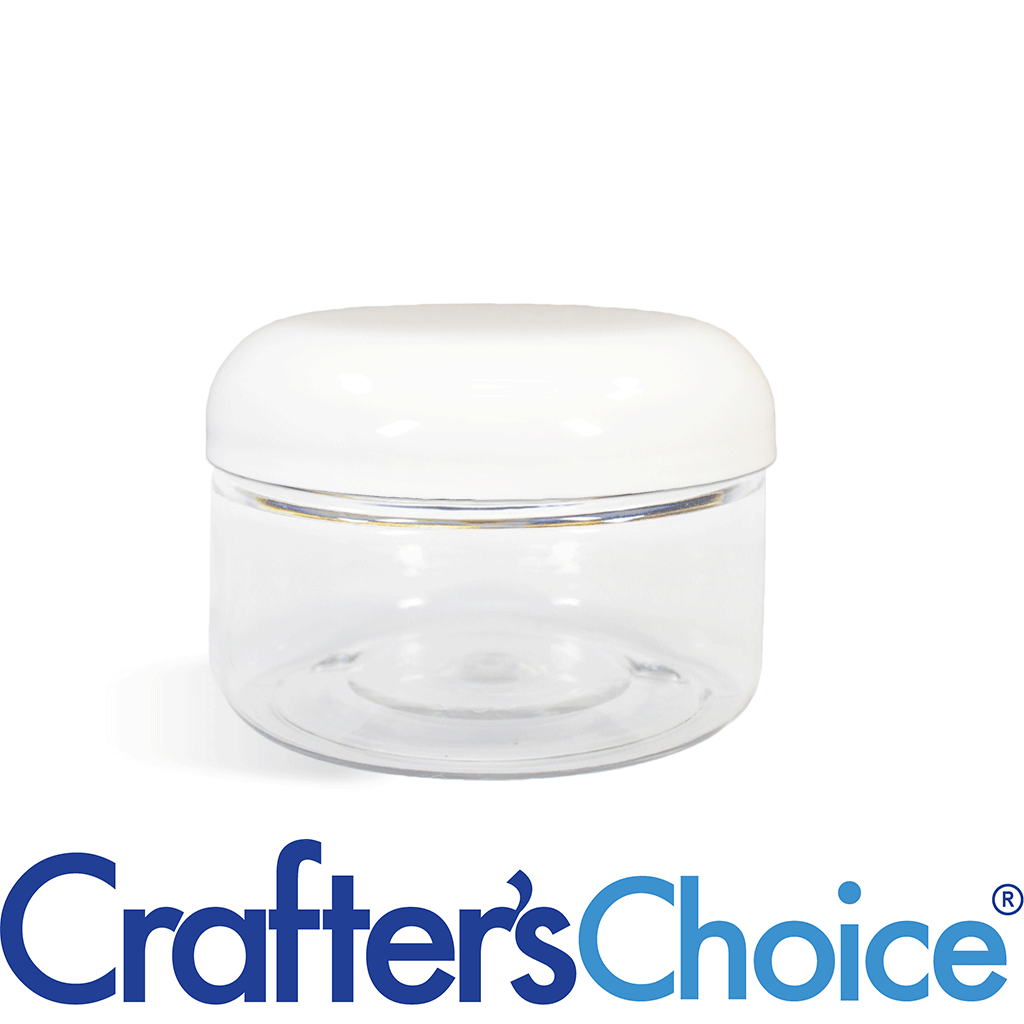 02 oz Clear Heavy Wall Jar w/ White Dome Top Set