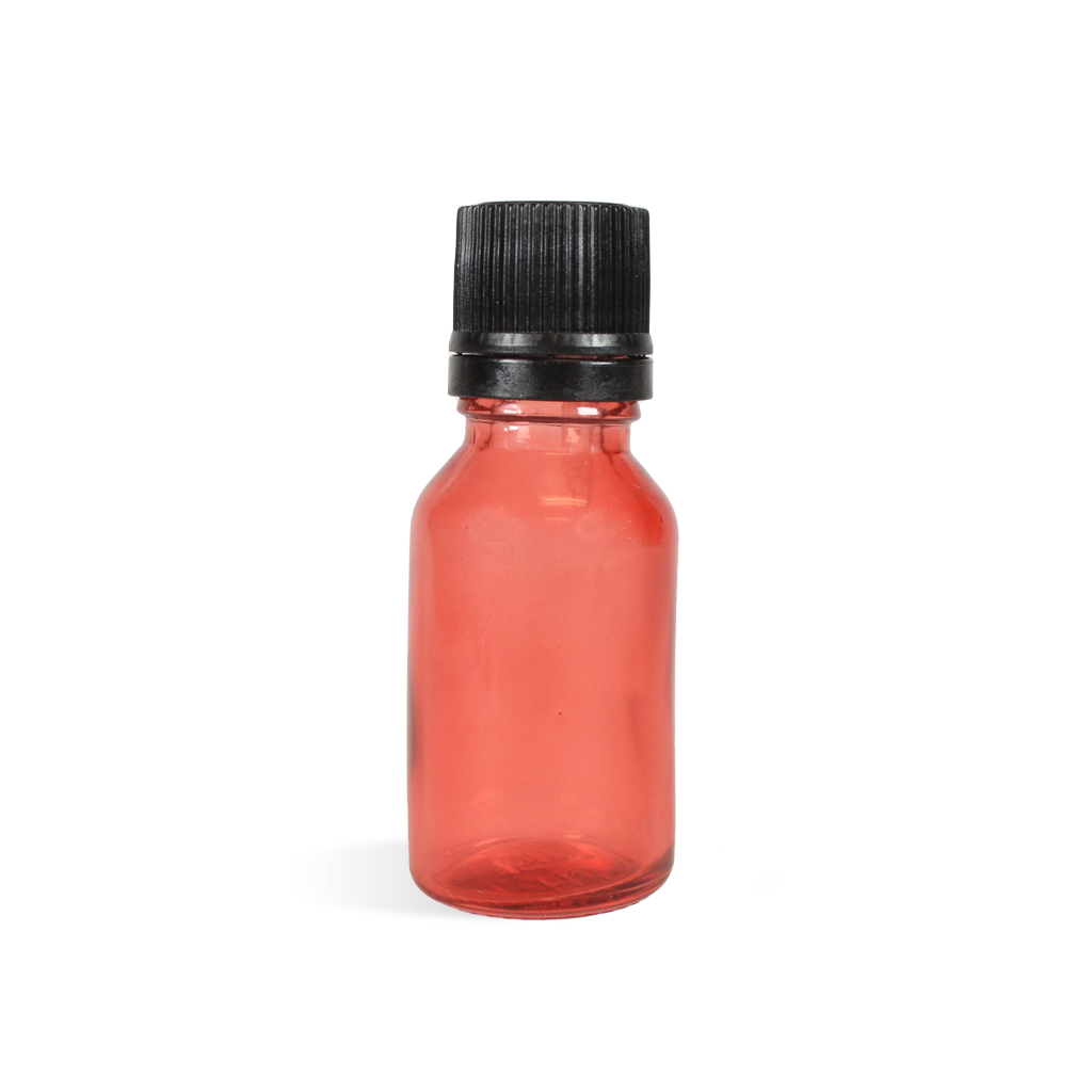 0.5 oz Red Glass Bottle with Black Cap Set (Surplu