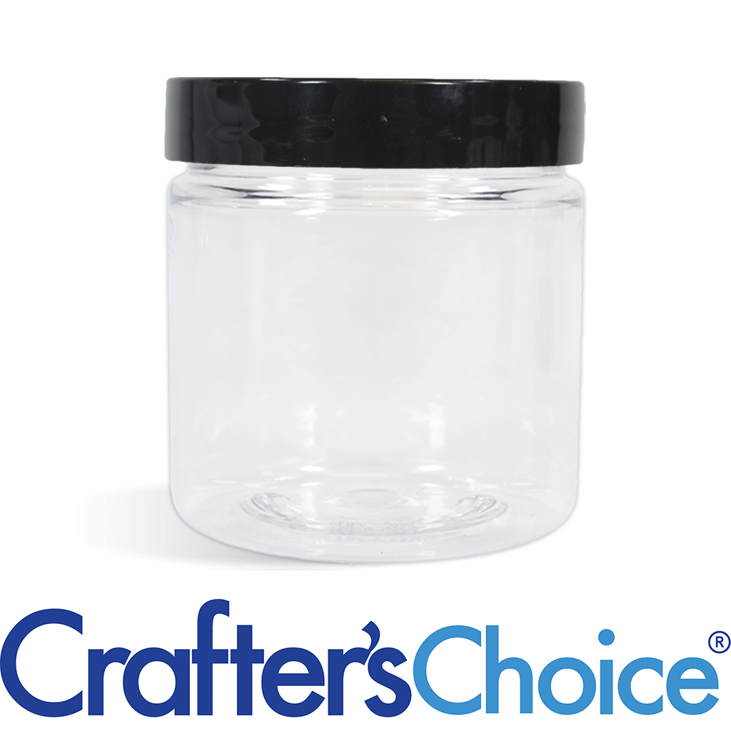 08 oz Clear Basic Jar with Black Straight Top Set