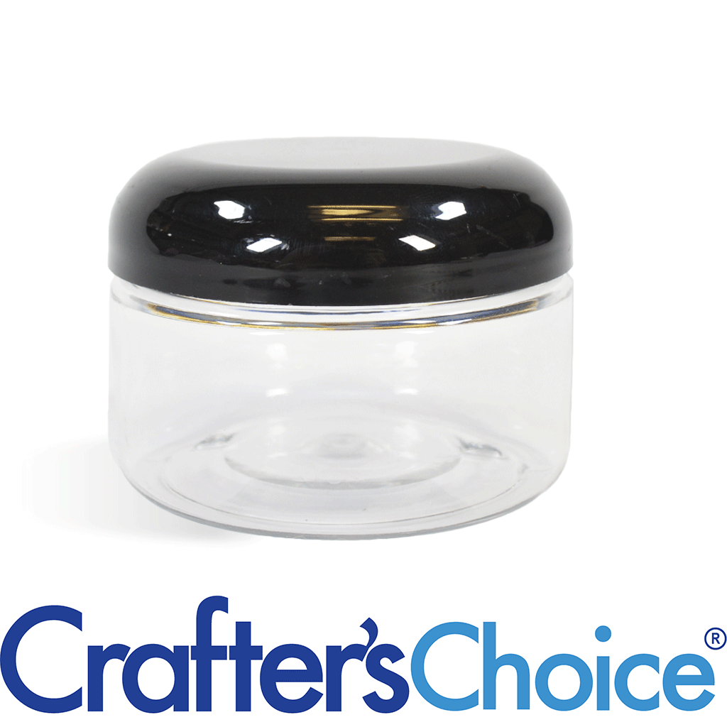 08 oz Clear Heavy Wall Jar w/ Black Dome Top Set
