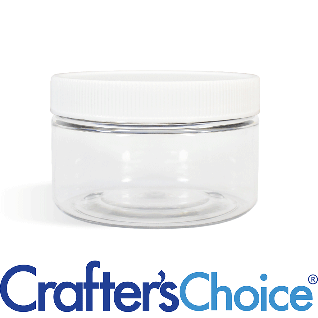 08 oz Clear Heavy Wall Jar w/ White Ribbed Top Set