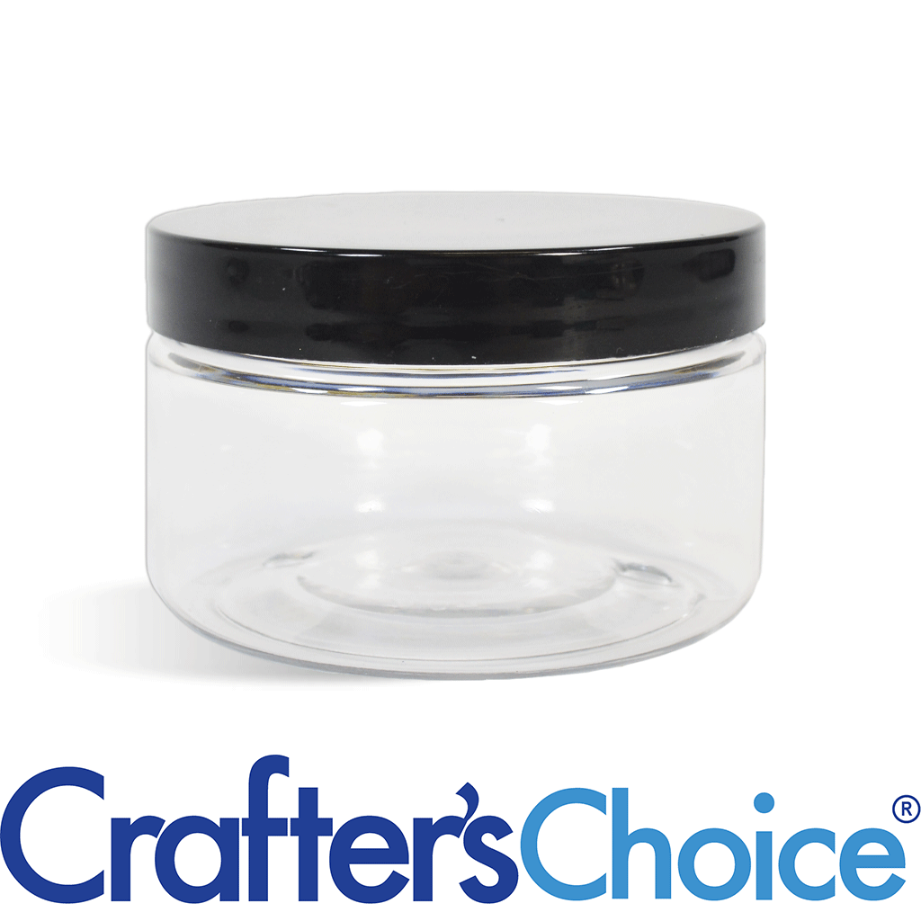 08 oz Clear Heavy Wall Jar w/ Blk Straight Top Set