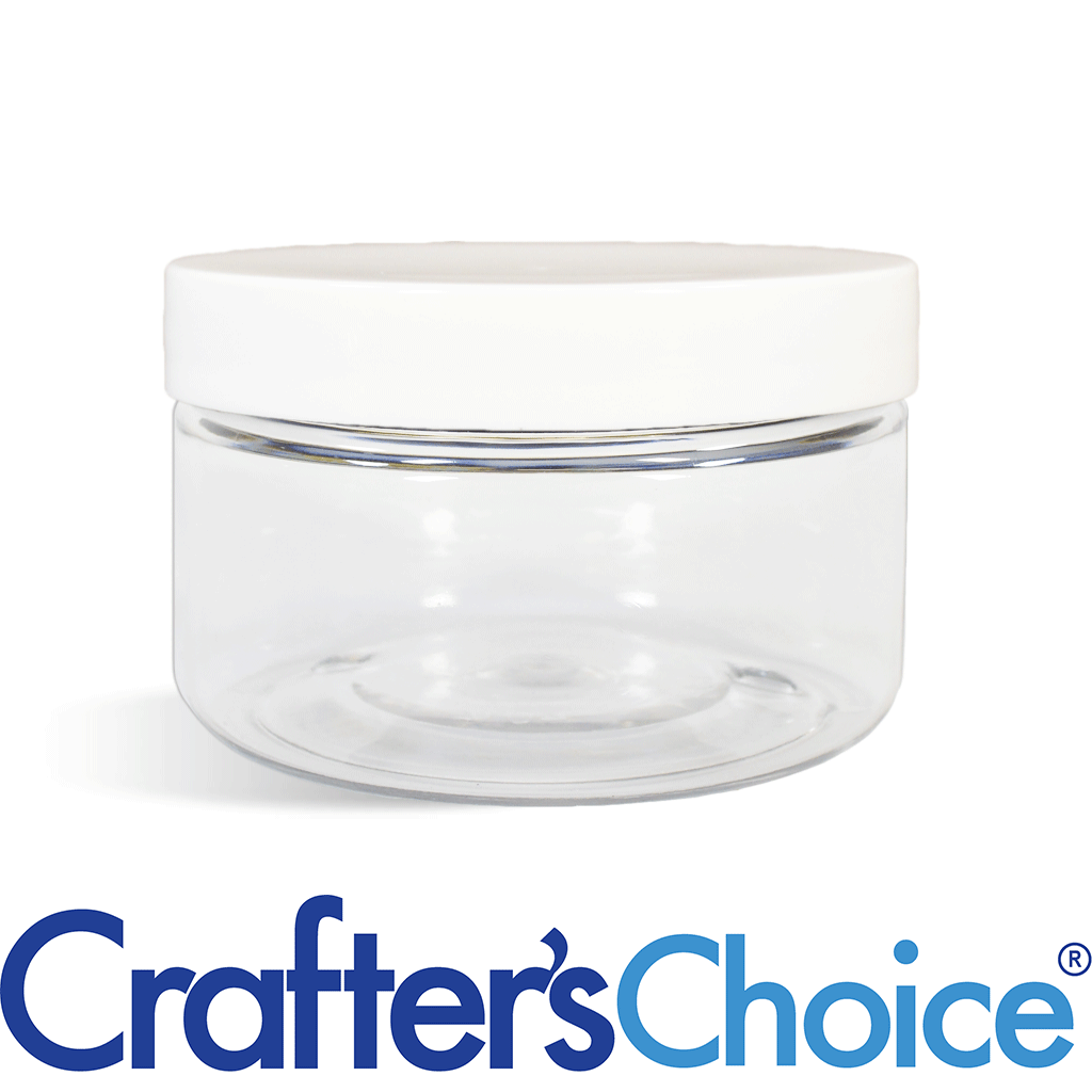 08 oz Clear Heavy Wall Jar w/ Wht Straight Top Set
