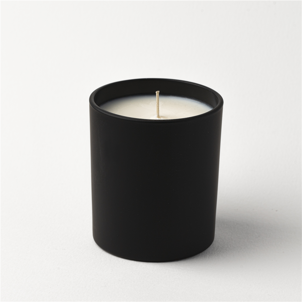 straight sided 9 oz matte black glass candle jars with inner