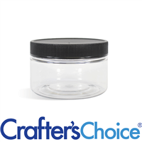02 oz Clear Heavy Wall Jar w/ Black Ribbed Top Set