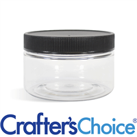 08 oz Clear Heavy Wall Jar w/ Black Ribbed Top Set