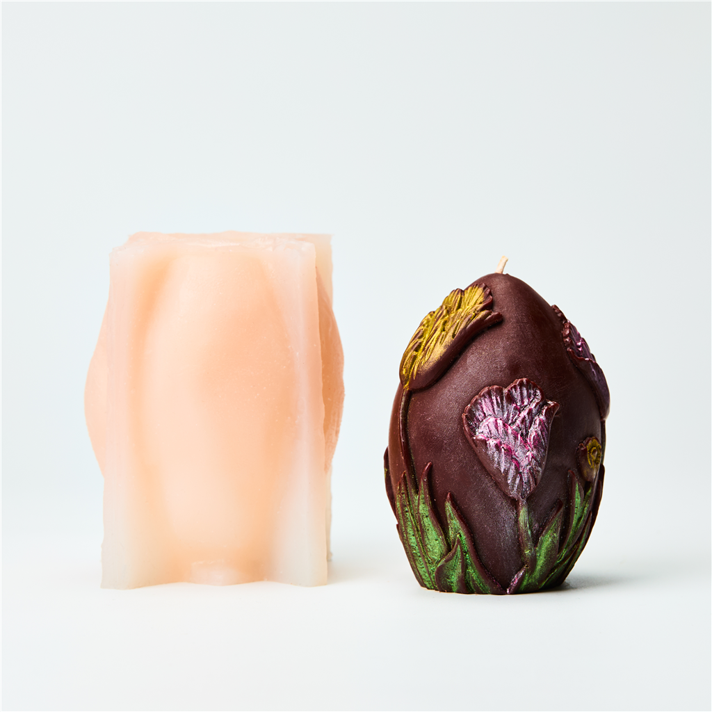 Tulips on Egg Shape Silicone Mold - 3D 