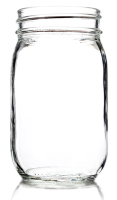 Tall Clear Glass Jar with White Lid, 16 oz