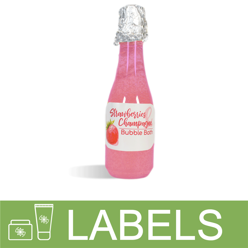 Strawberries And Champagne Bubble Bath Label