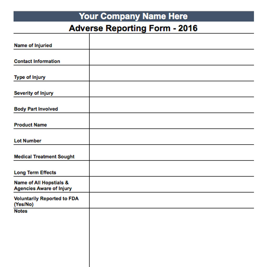 Adverse Reporting Form