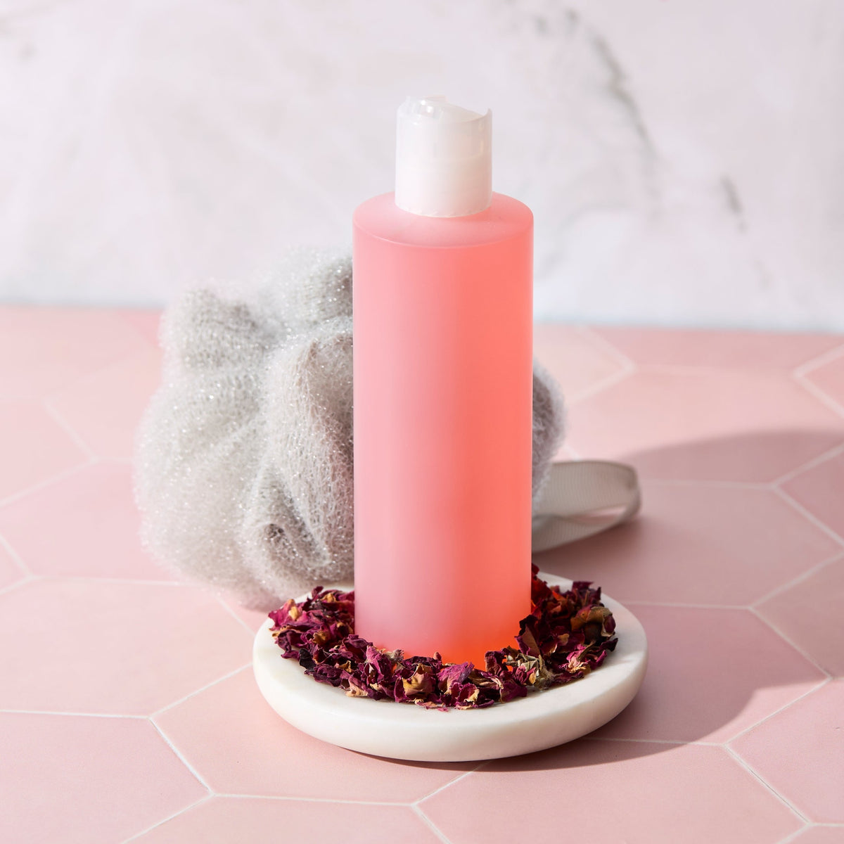 rose body wash in a bottle