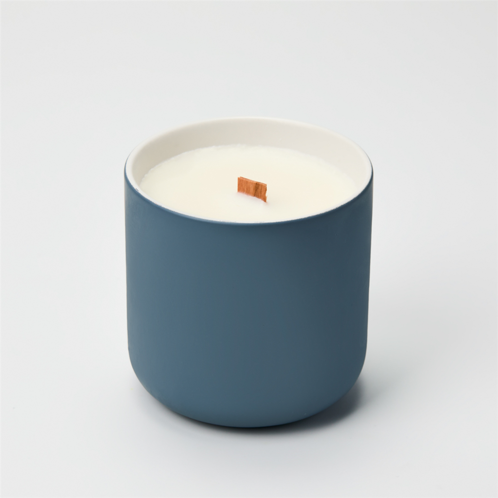12 oz Teal Gray Ceramic Candle Jar
