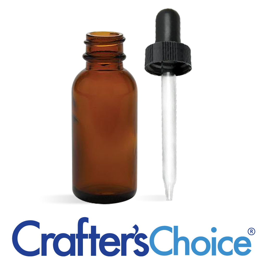 1 oz Amber Glass Bottle & Dropper Top - 20/400