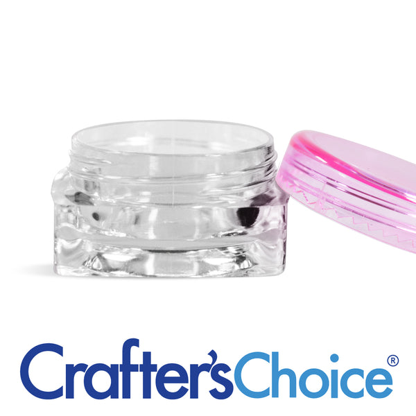 3 ml Clear Square Jar & Pink Top - Zoom Media 1