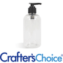 8 oz Clear Boston Round w/ Black Saddle Pump Set