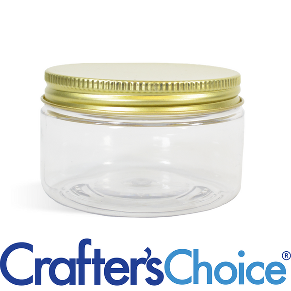 2 oz Clear Heavy Wall Jar & Gold Metal Top Set