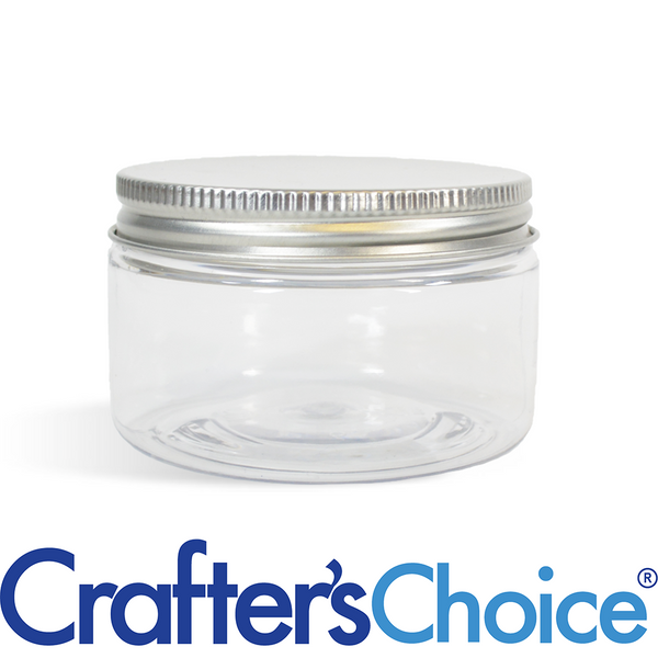 4 oz Clear Heavy Wall Jar & Silver Metal Top Set
