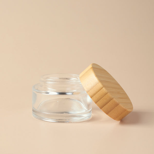 1.7 oz Clear Glass Jar & Bamboo Lid
