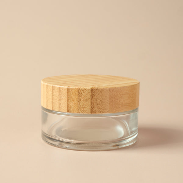 3.38 oz Clear Glass Jar & Bamboo Lid - Zoom Media 2