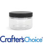 2 oz Clear Heavy Wall Jar & Black Ribbed Top Set