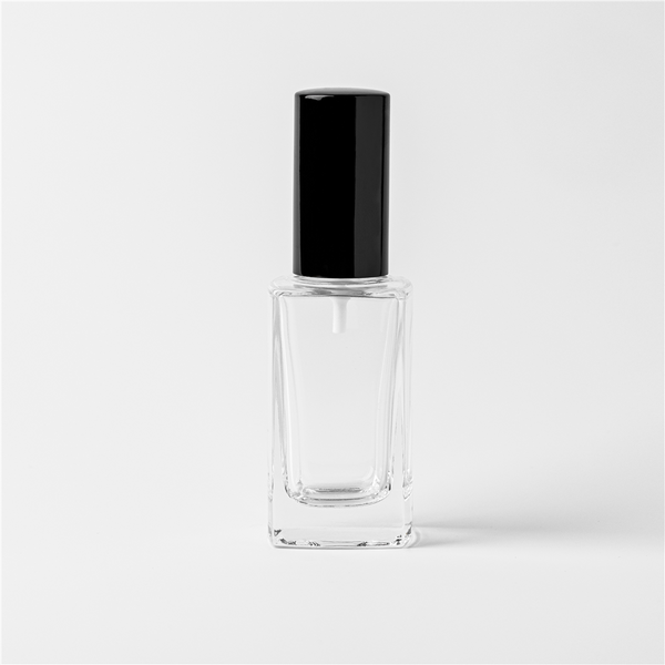 1.25 oz Clear Glass Perfume Bottle with Black Spray Top