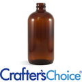 16 oz Amber Glass Boston Round Bottle 28/400
