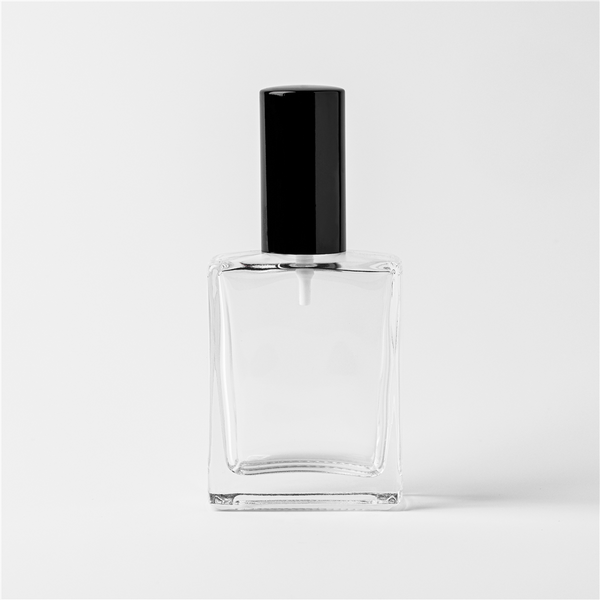 1.69 oz Clear Glass Perfume Bottle with Black Spray Top