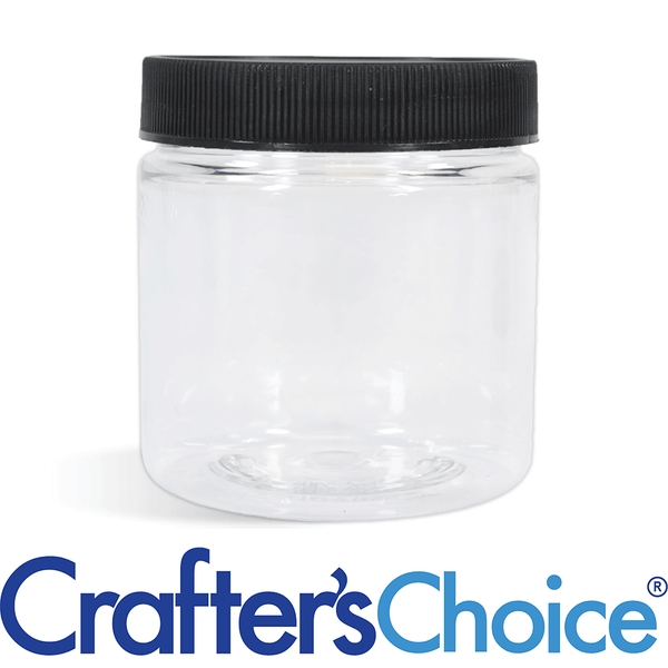 8 oz Clear Basic Jar & Black Ribbed Top Set - Zoom Media 1