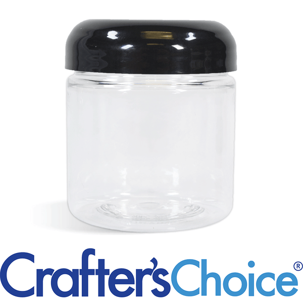 8 oz Clear Basic Jar & Black Dome Top Set - Zoom Media 1
